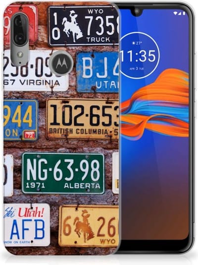 Back Cover voor Motorola Moto E6 Plus Siliconen Hoesje met foto Kentekenplaten