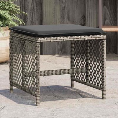 vidaXL - Tuinkrukken - 4 - st - met - kussens - 41x41x36 - cm - poly - rattan - grijs