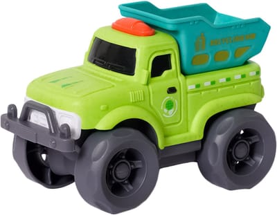 Speelgoedtopdeals - BIOplastic Off-Road Kiepwagen groen - 11 cm - Duurzaam speelgoed