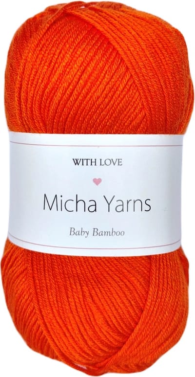 5 bollen - 70% bamboe 30% katoen haakgaren - 5 x 50gram - 185meter - Oranje (004) - Micha Yarns