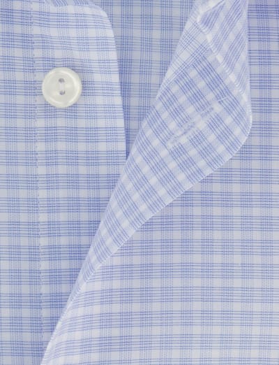 Eton shirt lichtblauw ruit wit classic fit met borstzak
