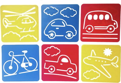 Akyol - Teken sjablonen voor uw kind – Tekenen - Sinterklaas cadeau – Stencils – Helikopter – Auto met wolken – Bus – Fiets – Auto – Vliegtuig – 6 stuks