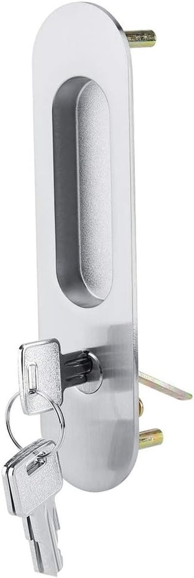 Veiligheidsdeur slot met sleutels, schuifdeur slot van aluminiumlegering in zilver voor houten meubels en deuren met extra beveiliging en duurzaamheid