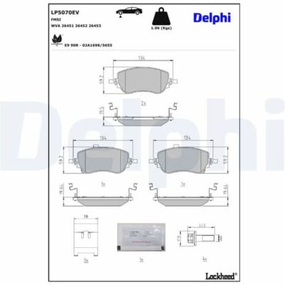 Remblokset, schijfrem DELPHI LP5070EV
