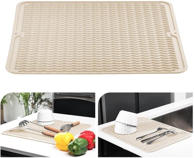 Allecto - Afdruipmat - Siliconen afdruipmat - Hittebestendig en antislip - Beige - Vaatwerk drogen - Keukenaccessoire - 40x60 cm
