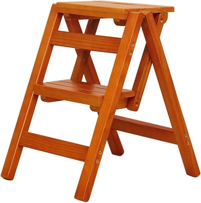Houten Opstapje - Ladder Kruk - Hoge Plank Bereiken - Opvouwbaar Ontwerp - 150kg Draagkracht - Natuurlijk Hout