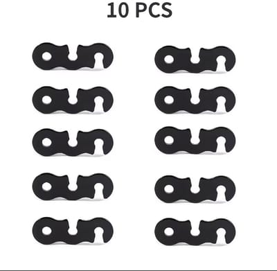 Zwarte touwspanner dames en heren 10 delige camping touwspanner set verstelbare S haak afspanners voor tentlijnen scheerlijnen kamperen tarp en outdoor accessoires