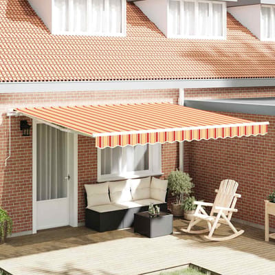 vidaXL - Uitschuifbare - luifel - Geel - en - Oranje - 400 - × - 300 - cm