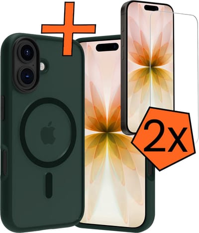 Hoes - Met 2x Screenprotector - Geschikt voor Apple iPhone 17 - Magsafe Compatible - Sterk & Shockproof - Back Cover - Shock Proof Case - Telefoon Hoes - Donkergroen