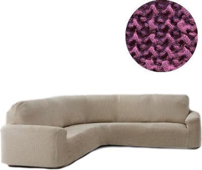 Bankhoes Milos voor Ronde Hoekbank - Paars - Breedte 360-540cm - Hoogte 80-100cm - Extreme Stretch Bankhoezen