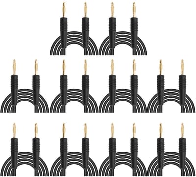 Bananenstekker Meetsnoer - Testkabel Messing - Elektronisch Testen - Premium Messing Constructie - 044 mm² - Zwart