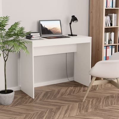 vidaXL - Bureau - 90x40x72 - cm - bewerkt - hout - wit