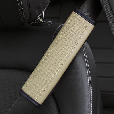 Autogordelpads - Gordelhoezen Schouderbeschermers - Comfortabel Rijden - Zacht Ademend Leer - 23 x 6.5 cm - Zwart