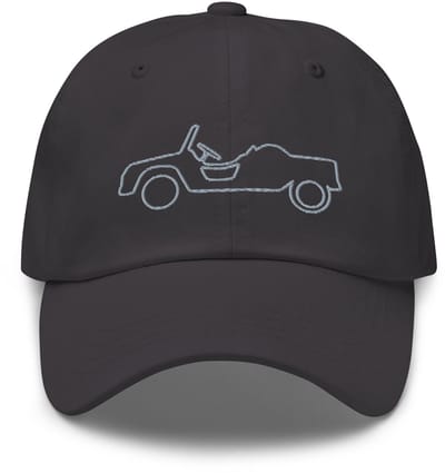 De2pktjes - Geborduurde Citroën Méhari pet lijntekening - Donkergrijs