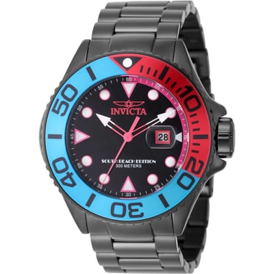 Invicta Grand Diver 48614 Heren Horloge - Quartz Uurwerk - Roestvrij Staal met zwarte Wijzerplaat - 52mm