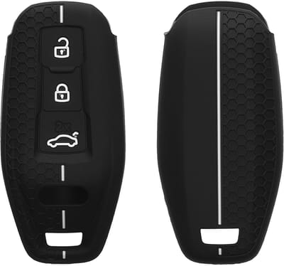 kwmobile autosleutel hoesje geschikt voor Audi 3-Tasten 2025 A3 A5L Q6 A6L Etron SUV Autoschlüssel hoes - Siliconen autosleutel behuizing - Auto sleutel case met honingraat - Sleuteletui in zwart / wit