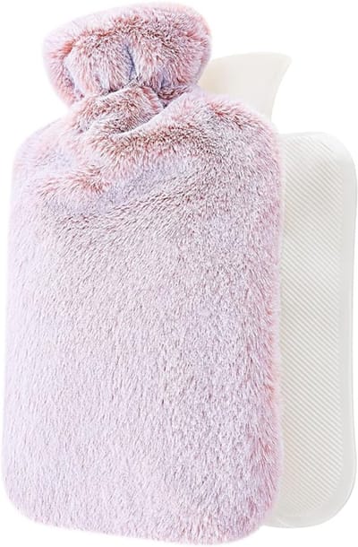 Kruikzak - Warmwaterkruik – Met Zachte Hoes van Premium Fleece – Lichtgrijs – Verwarmingskussen Tegen Menstruatiepijn en Voor Meer Comfort Tijdens de Menstruatie – Warm- en Koudkompres - 2L - Roze