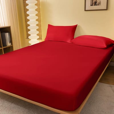 1 Stuk Effen Mat Hoeslaken, Helderrode Sprei Voor Slaapkamer, Beddengoed (Exclusief kussenslopen) 120x200cm