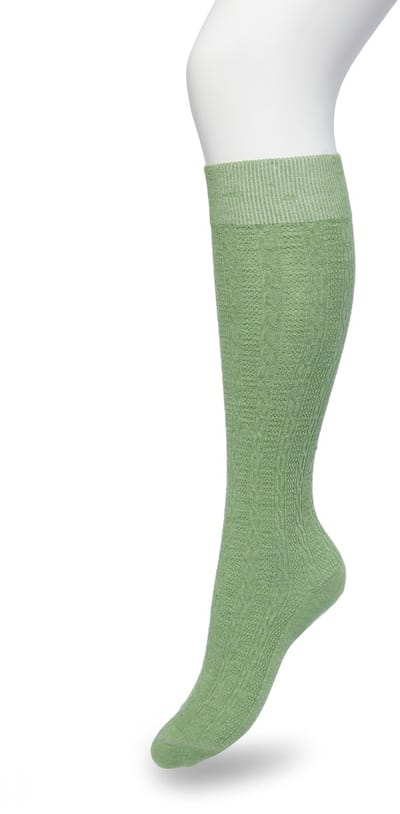 Bonnie Doon Bio Kabel Kniekousen Dames Licht Groen maat 36/42 - Klassiek Kabel patroon - Biologisch Katoen - Ultiem comfort - Classic Cable Knee High - OEKO-TEX - Gladde Naden - Duurzaam Huidvriendelijk Bio Katoen - Loden Frost Melee - BP211507.274