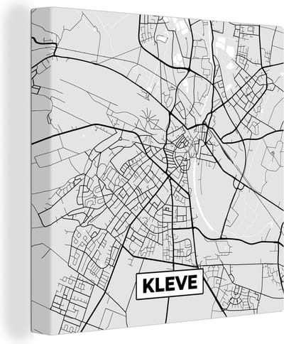 Canvas Schilderij Stadskaart - Kleve - Kaart - Duitsland - Plattegrond - 20x20 cm - Wanddecoratie