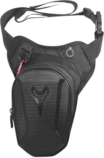 Waterdichte Motorbeen Tas met Hard Shell EVA, Verstelbare Band, Ideaal voor Fietsen en Kamperen - 26 x 20 x 13 cm, Zwart