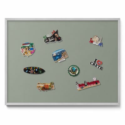 Tulup Magneetbord met Zilveren Frame - Olijf Magneetbord in Stijlvolle Kleuren - 80 cm x 60 cm - Licht olijfkleur - Memobord Magnetisch - Magnetisch Bord Rechthoekig - Magnetisch Bord voor aan de Wand