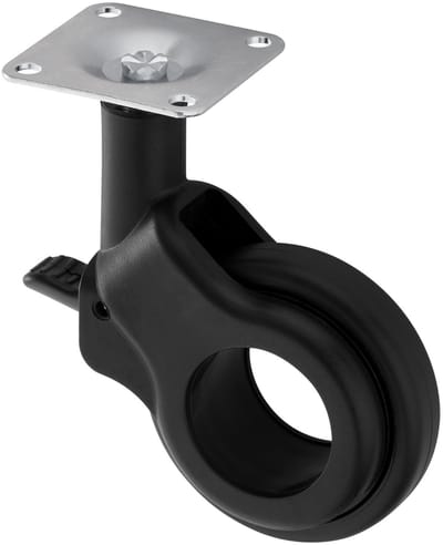 Design meubelwiel BONN zwart met rem, Ø 60 mm, max. belasting 30 Kg, hoogte 92,5 mm zwenkwiel Transportwiel van SOTECH