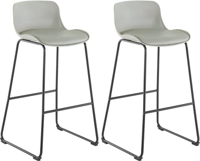 Jasmin-Barkruk - Set van 2 - Lichtgrijs PU