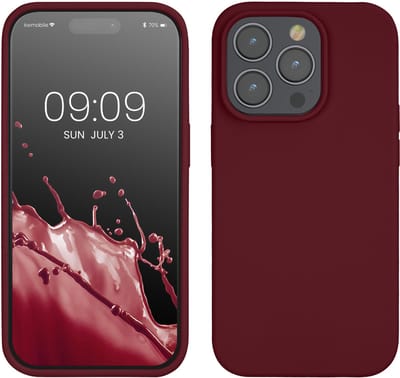 kwmobile telefoonhoesje geschikt voor Apple iPhone 14 Pro - Hoesje met siliconen coating - Smartphone case in rabarber rood