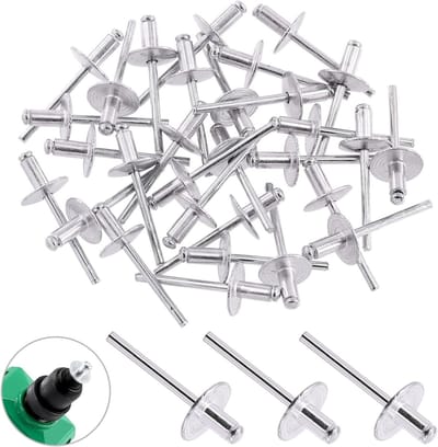 Aluminium Blinde Klinknagels - Popnagels Grote Flens - Metaal Verbinden - Zuur Corrosiebestendig - 3/16 x 3/8 Inch - Zilverkleurig