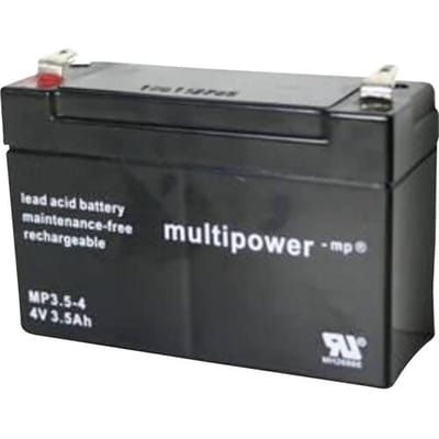multipower MP3,5-4 Loodaccu 4 V 3.5 Ah Loodvlies (AGM) (b x h x d) 90 x 65 x 34 mm Kabelschoen 4.8 mm Onderhoudsvrij, Geringe zelfontlading