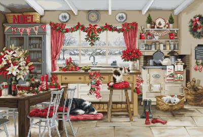 Luca-S Christmas Farmhouse Kitchen borduren (pakket) BU5053