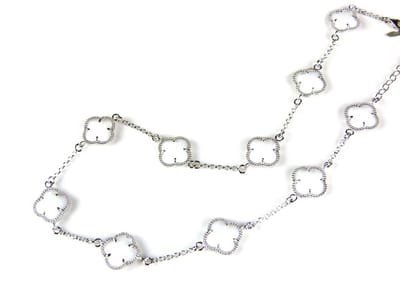 model 10 Fiori collier in zilver witte klavers