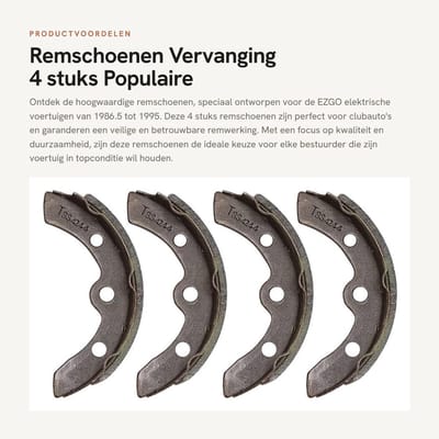 Dailygoods - Remschoenen - Vervanging - 4 stuks - Populaire kleur - Remonderdelen - Geschikt voor clubauto's - Model 23364G1