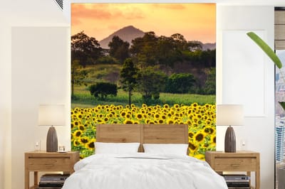 Behang - Fotobehang Zonnebloem - Natuur - Berg - Breedte 165 cm x hoogte 220 cm