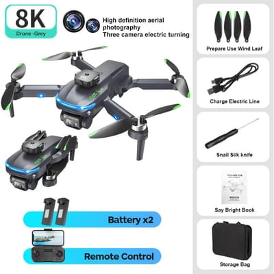Nieuwe S118 borstelloze mini drone HD ESC drie camera motor optische stroming zweven obstakel vermijden windbestendig quadcopter speelgoed cadeau 2 battery zwart