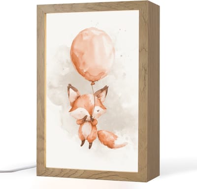 Nachtlampje 20x30 cm - Kinder lampje - Vos - Pastel kleuren - Dier - Tafellamp kinderkamer - Slaapkamer lamp - Bedlamp kinderen - Kinderlampje stopcontact - Wandlamp babykamer - Nachtlampjes
