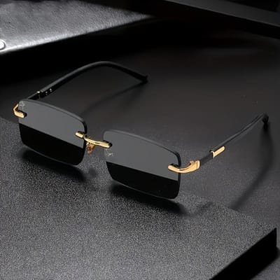 Randloze Rechthoekige Bril voor Mannen Vrouwen Lichtgewicht Zomer Bril Mode Klassiek voor Casual Formele Outfits black