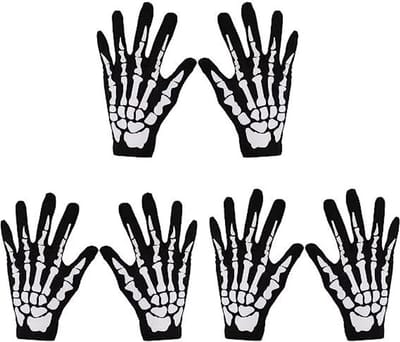 Skeleton Hands Handschoenen voor Volwassenen - Halloween Kostuum Accessoire, Zwart, M - Perfect voor Feest en Dans