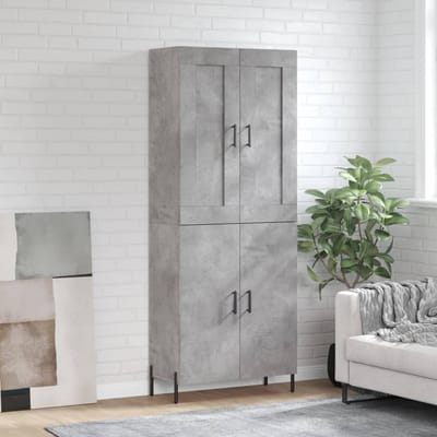 Vidaxl Vitrinekast, Beton Grijs 69,5X34X180 Cm Materiaal Houtvezelplaat