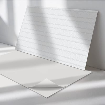 Wallfluent Vinyl Tegels - Golven in Een Ritmisch Patroon Vinyl Tegels Zelfklevend - 40 cm x 20 cm - Wit PVC Tegels - Set van 10 - Rechthoek PVC Tegels - Patroon Plaktegels - Zelfklevende Vinyltegels - Plaktegels Keuken en Badkamer