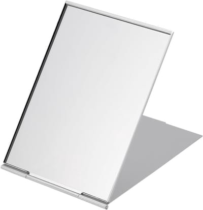 Draagbare Opvouwbare Reismirror - Compacte Pocket Spiegel voor Kamperen, Scheren en Make-up in Zilver