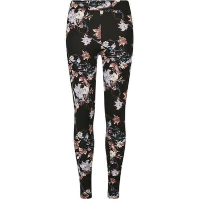 Urban Classics Soft AOP Dames Legging - zwart - 5XL