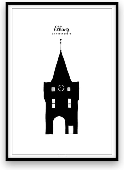 Elburg stadposter - Zwart-wit