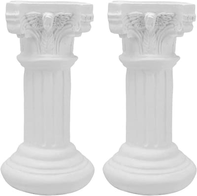 Romeinse Zuil Decoratie - Griekse Zuil Standbeeld - Huisdecoratie - Europees Stijl Ontwerp - 16x8x8cm - Wit