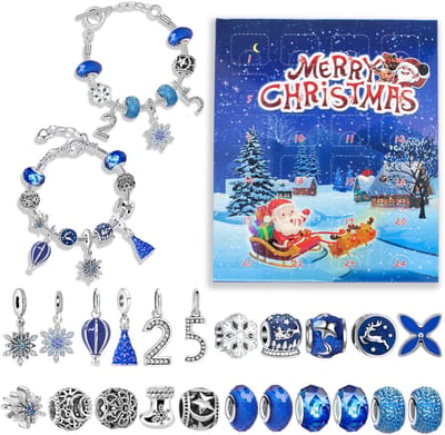 Adventskalender 2025 - Adventskalender voor kinderen - Kerstaftelkalender - Kerstmis - 24 dagen aftellen naar Kerstmis - Kerstaftelcadeau - Armband - Cadeau voor kinderen, jongens en meisjes - Sterrenmaan Kerstmis 2025