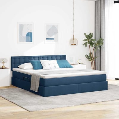 vidaXL - Opbergbed - met - matras - met - hoofdeinde - Blauw - 160 - x - 200 - cm - fluweel
