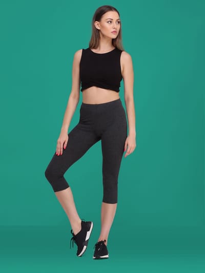 Ladeheid LA-LA40-202-LE Dames 3/4 Leggings - Sport - Vrijetijdsbroek - Capri - Viscose - Sporbroek - Yogabroek - Donker Gemêleerd - 36