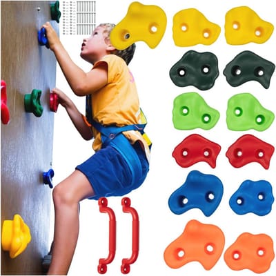 Kleurrijke Klimgrepen voor Kinderen - 12/15/22 Stuks, 2 Handvatten + Bevestigingsmaterialen voor Klimwand
