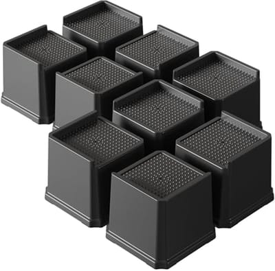 L-vormige bedverhogers 10 cm - zware 9-pack voor bank en tafel, zwart